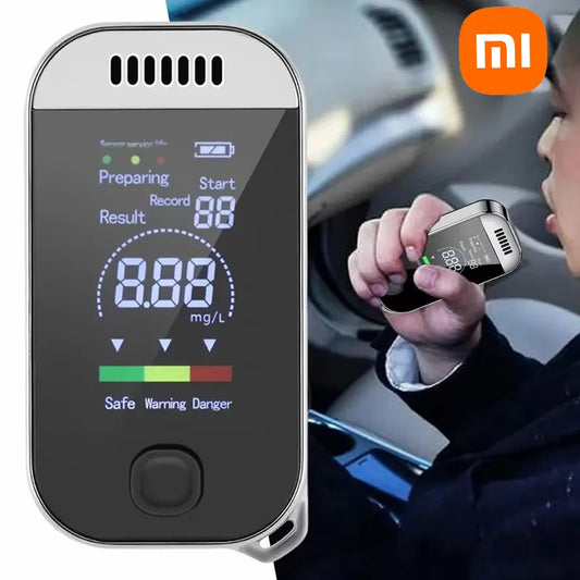 Digital Alcohol Tester Breathalyzer with LCD Display – USB Rechargeable Keychain for Safety