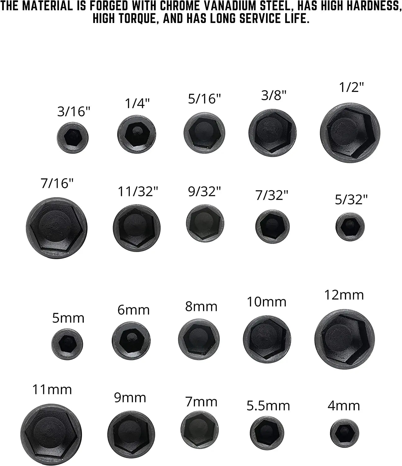 9-Piece Hex Socket Set with Wrenches and Screwdriver Bits - Durable, Precise, Easy Storage