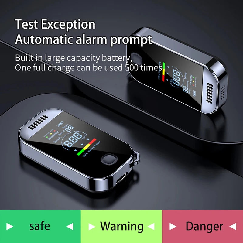 Digital Alcohol Tester Breathalyzer with LCD Display – USB Rechargeable Keychain for Safety