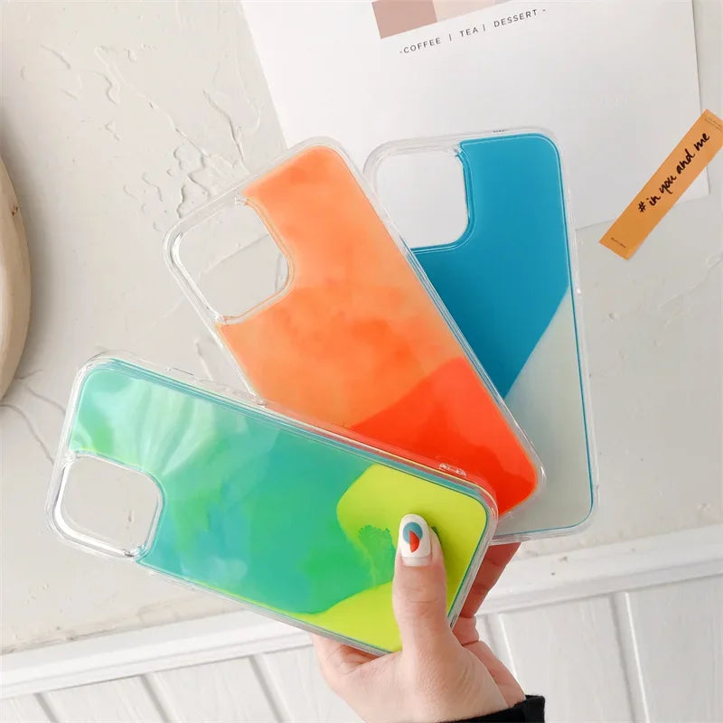 Glow in the Dark Sand Luminous iPhone Case – Liquid Glitter Quicksand for iPhone