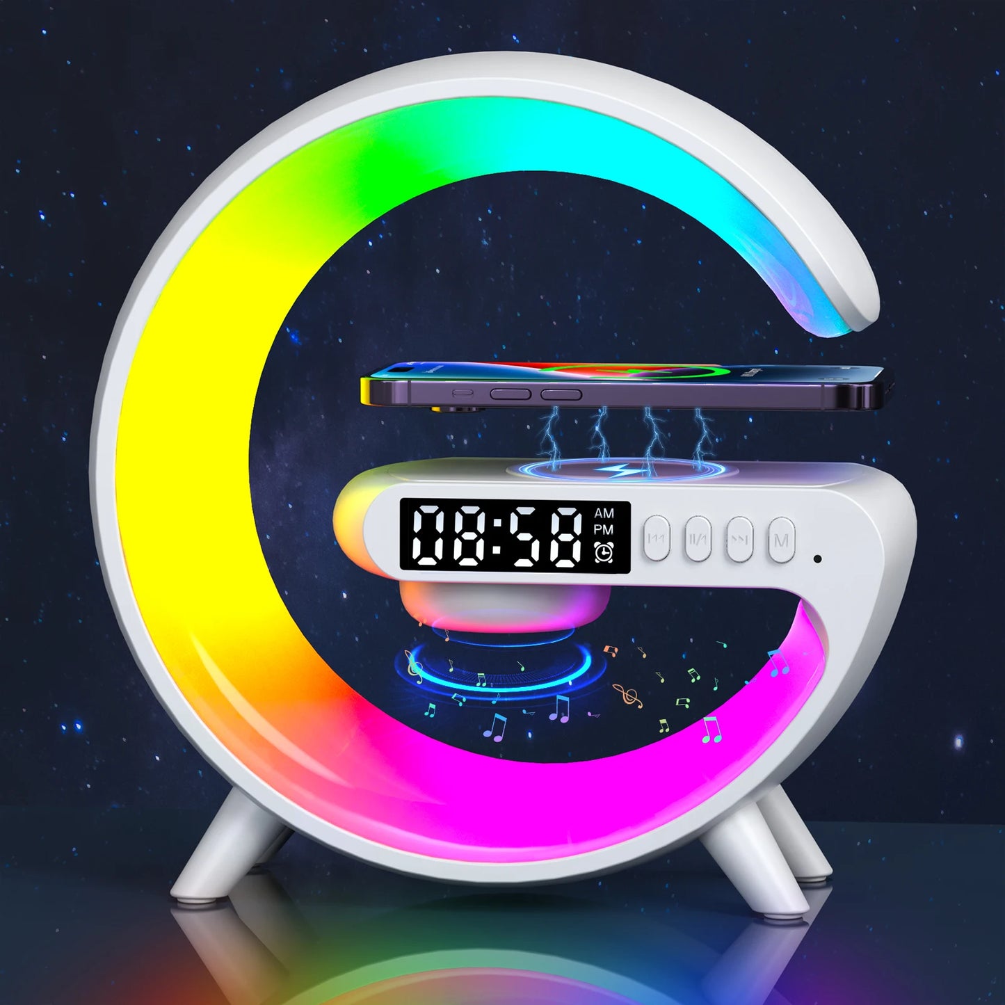 Sunrise Wake-Up Lamp with Bluetooth Speaker, Polar Projection & Portable Design