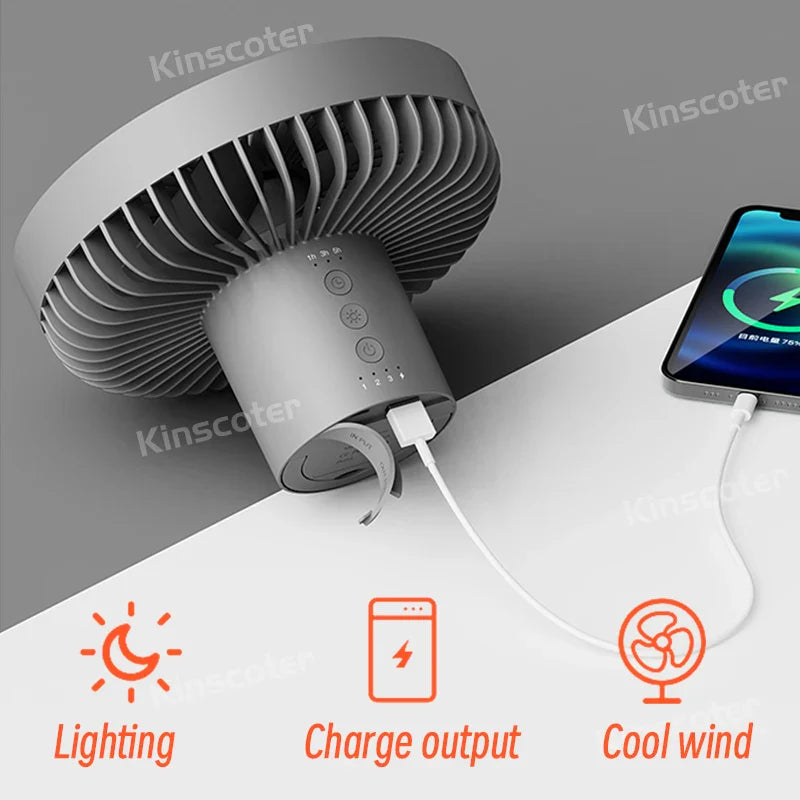 10000mAh Rechargeable Camping Fan - Portable, Powerful Performance for Outdoor & Desktop Use