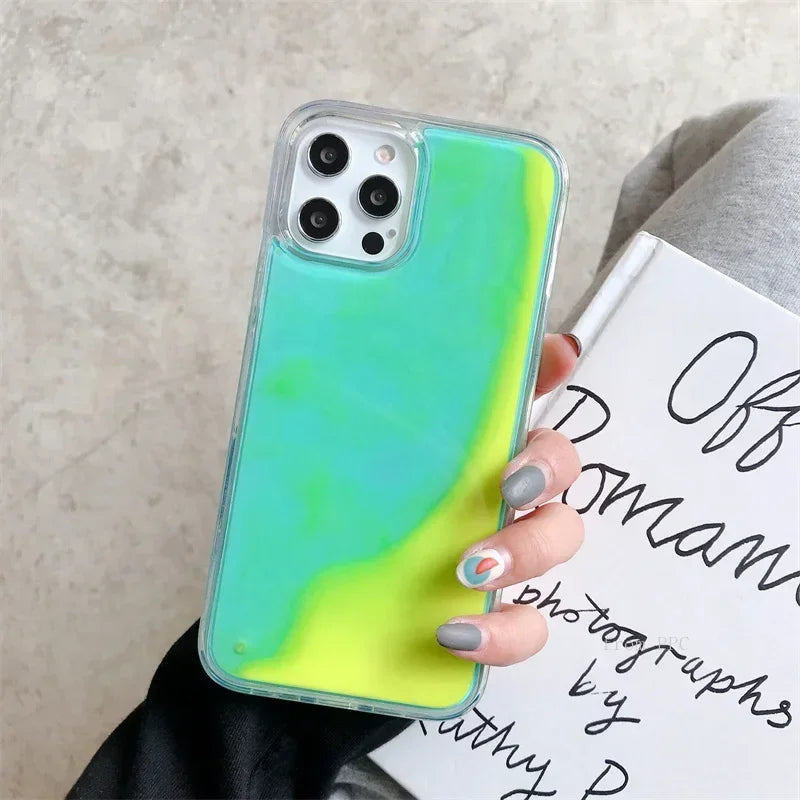Glow in the Dark Sand Luminous iPhone Case – Liquid Glitter Quicksand for iPhone