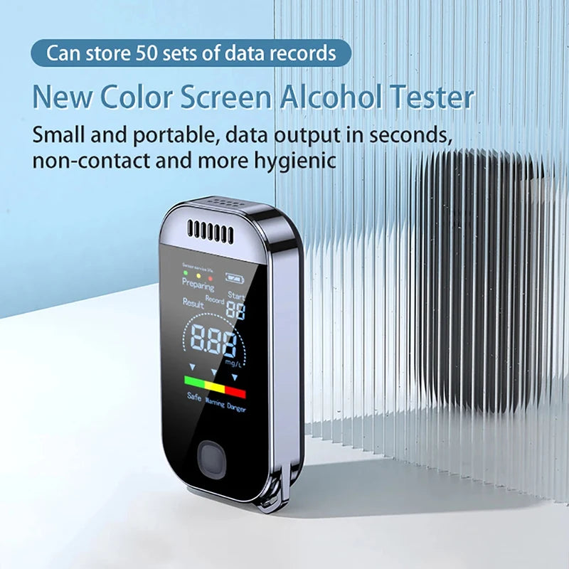 Digital Alcohol Tester Breathalyzer with LCD Display – USB Rechargeable Keychain for Safety