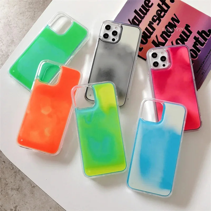 Glow in the Dark Sand Luminous iPhone Case – Liquid Glitter Quicksand for iPhone