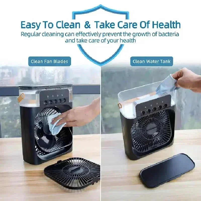 3-in-1 Air Cooler, Humidifier, & LED Night Light - Compact, Adjustable & Multi-Purpose