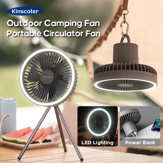 10000mAh Rechargeable Camping Fan - Portable, Powerful Performance for Outdoor & Desktop Use