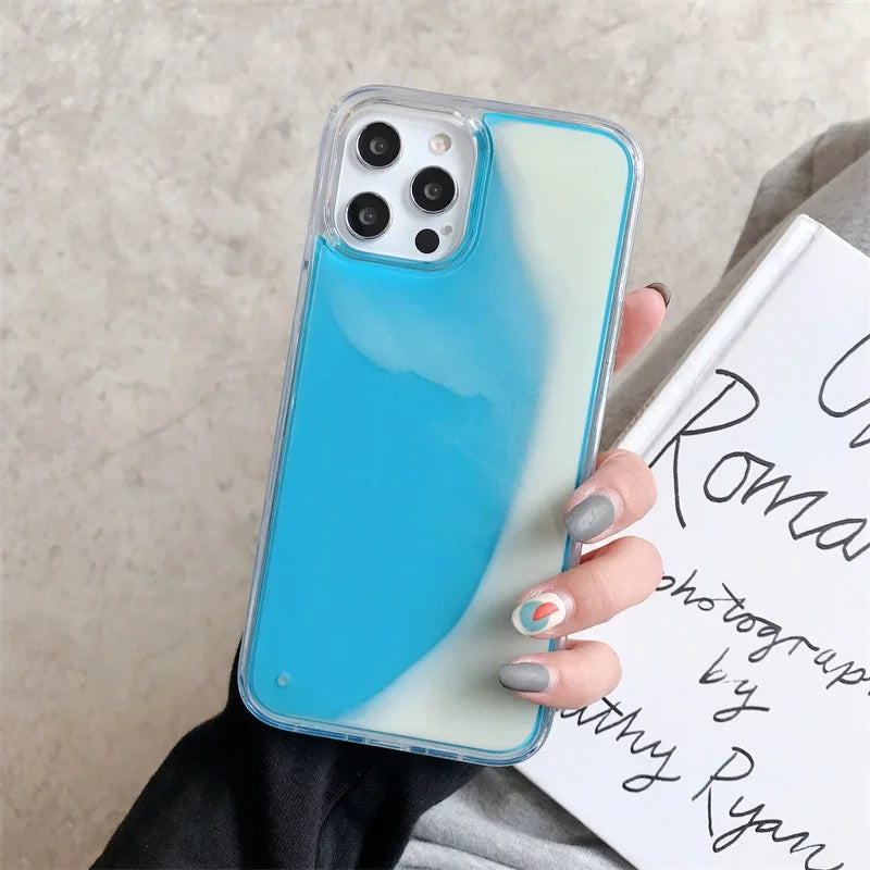 Glow in the Dark Sand Luminous iPhone Case – Liquid Glitter Quicksand for iPhone