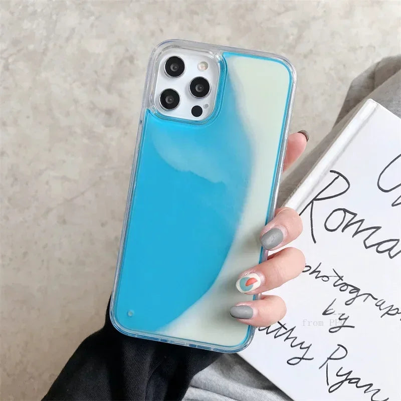 Glow in the Dark Sand Luminous iPhone Case – Liquid Glitter Quicksand for iPhone