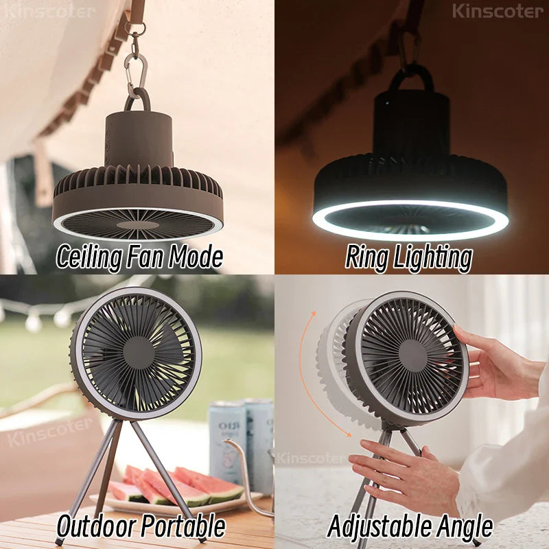10000mAh Rechargeable Camping Fan - Portable, Powerful Performance for Outdoor & Desktop Use