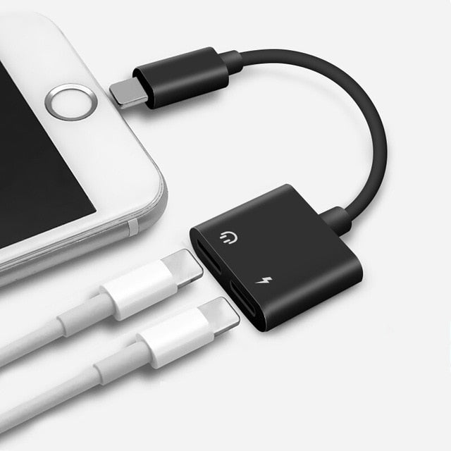 Dual Function iPhone Adapter - Charge and Listen to Music Simultaneously, Compact Design
