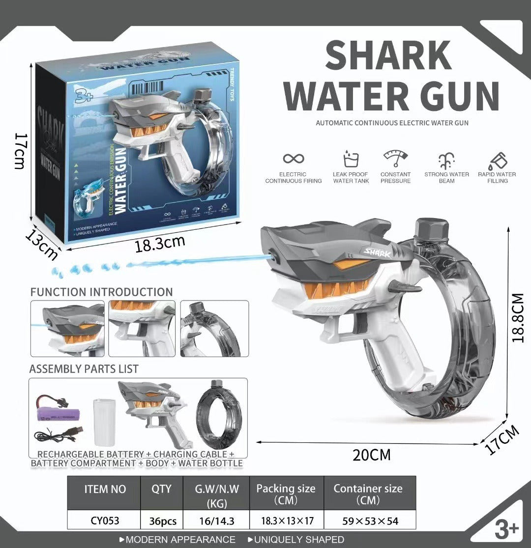 Shark-Themed Automatic Water Blaster with Large Tank, Long-Range Spray & Easy Controls