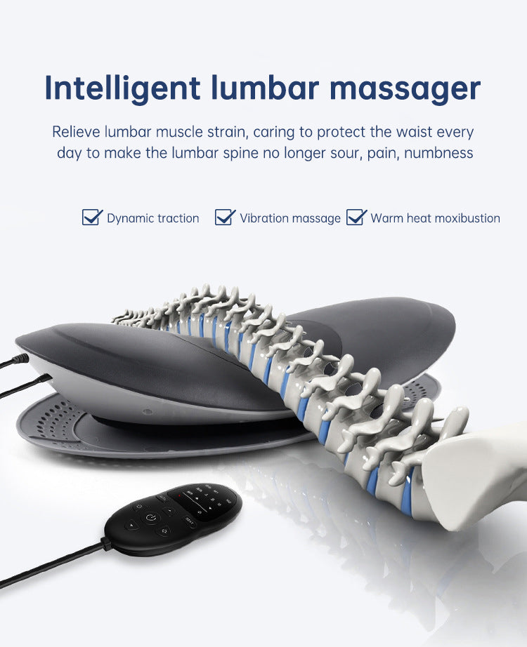 Inflatable Lumbar Traction Massager with Heat Therapy - Adjustable Support for Lower Back Pain