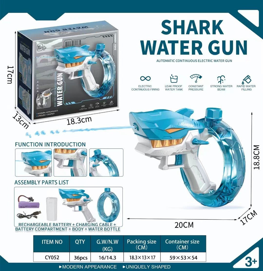 Shark-Themed Automatic Water Blaster with Large Tank, Long-Range Spray & Easy Controls