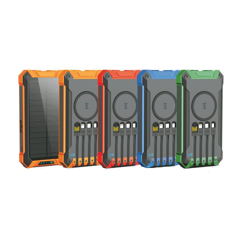 20000 mAh Solar Power Bank with Wireless Charging, Dual USB Outputs & Sustainable Energy