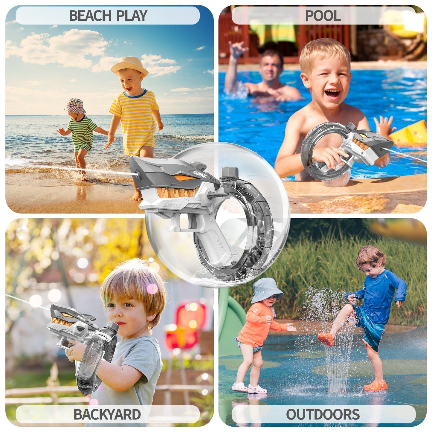 Shark-Themed Automatic Water Blaster with Large Tank, Long-Range Spray & Easy Controls