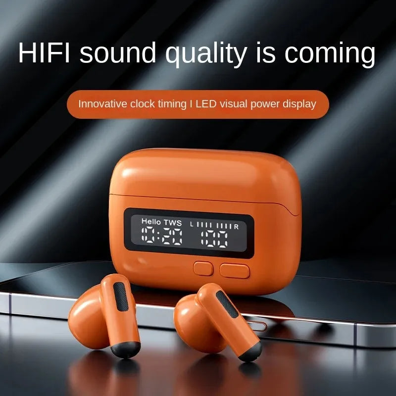 Bluetooth Earphones with Digital Clock, Touch Controls, High-Quality Sound & Gaming Ready