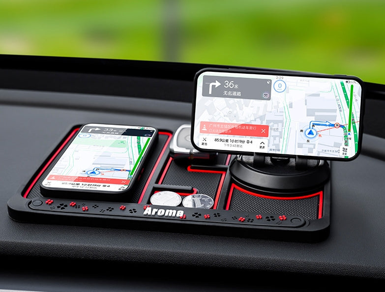 Multifunctional Car Dashboard Organizer - Phone Holder, Number Plate Holder & Anti-Slip Mat