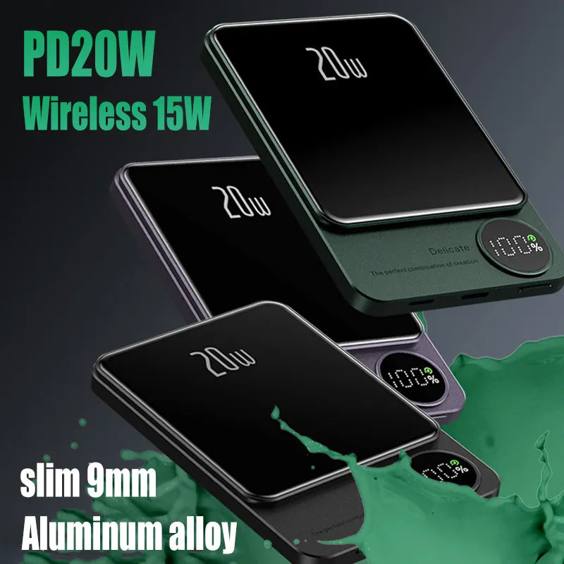 MagSafe-Compatible Power Bank - 10000mAh, PD20W Fast Charging & 15W Wireless Charging