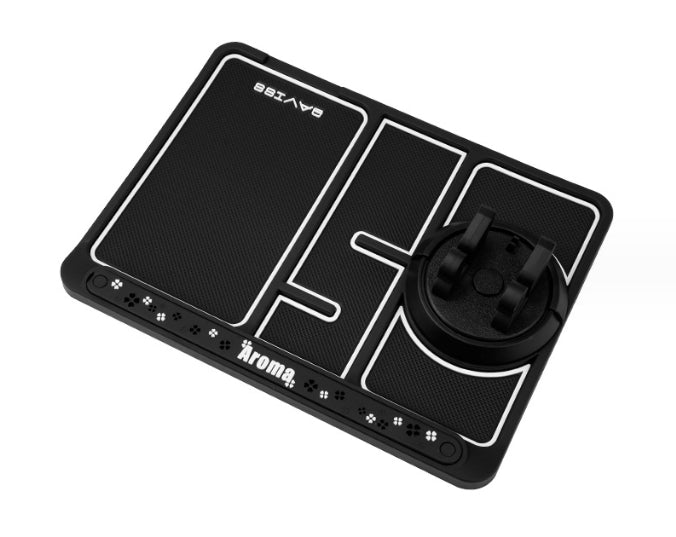 Multifunctional Car Dashboard Organizer - Phone Holder, Number Plate Holder & Anti-Slip Mat