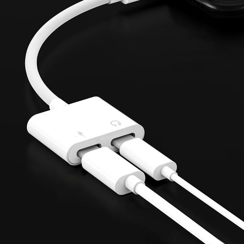 Dual Function iPhone Adapter - Charge and Listen to Music Simultaneously, Compact Design