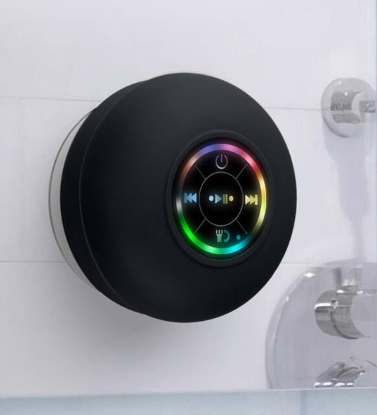 Waterproof Bluetooth Speaker with LED Lights, Suction Cup, High-Performance Sound & Mic