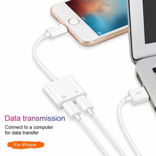 Dual Function iPhone Adapter - Charge and Listen to Music Simultaneously, Compact Design