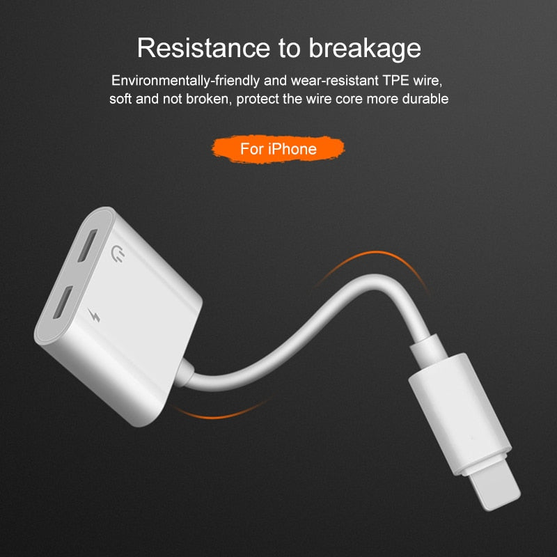 Dual Function iPhone Adapter - Charge and Listen to Music Simultaneously, Compact Design