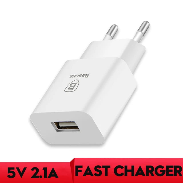 Dual USB Travel Charger with Fast Charging, EU Plug, and Smart Charging Technology