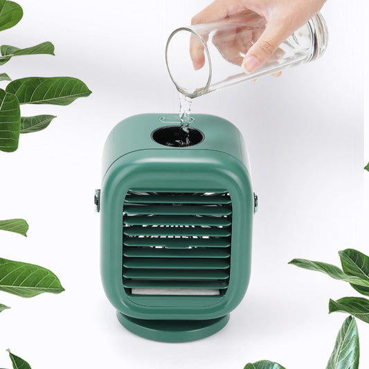 Water-Cooling Mini Desk Fan with Humidifier, Adjustable Airflow & Integrated Lamp