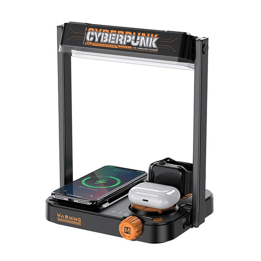 3-in-1 Wireless Charger with LED Light, Phone Stand & Fast Charging for Qi-Enabled Devices