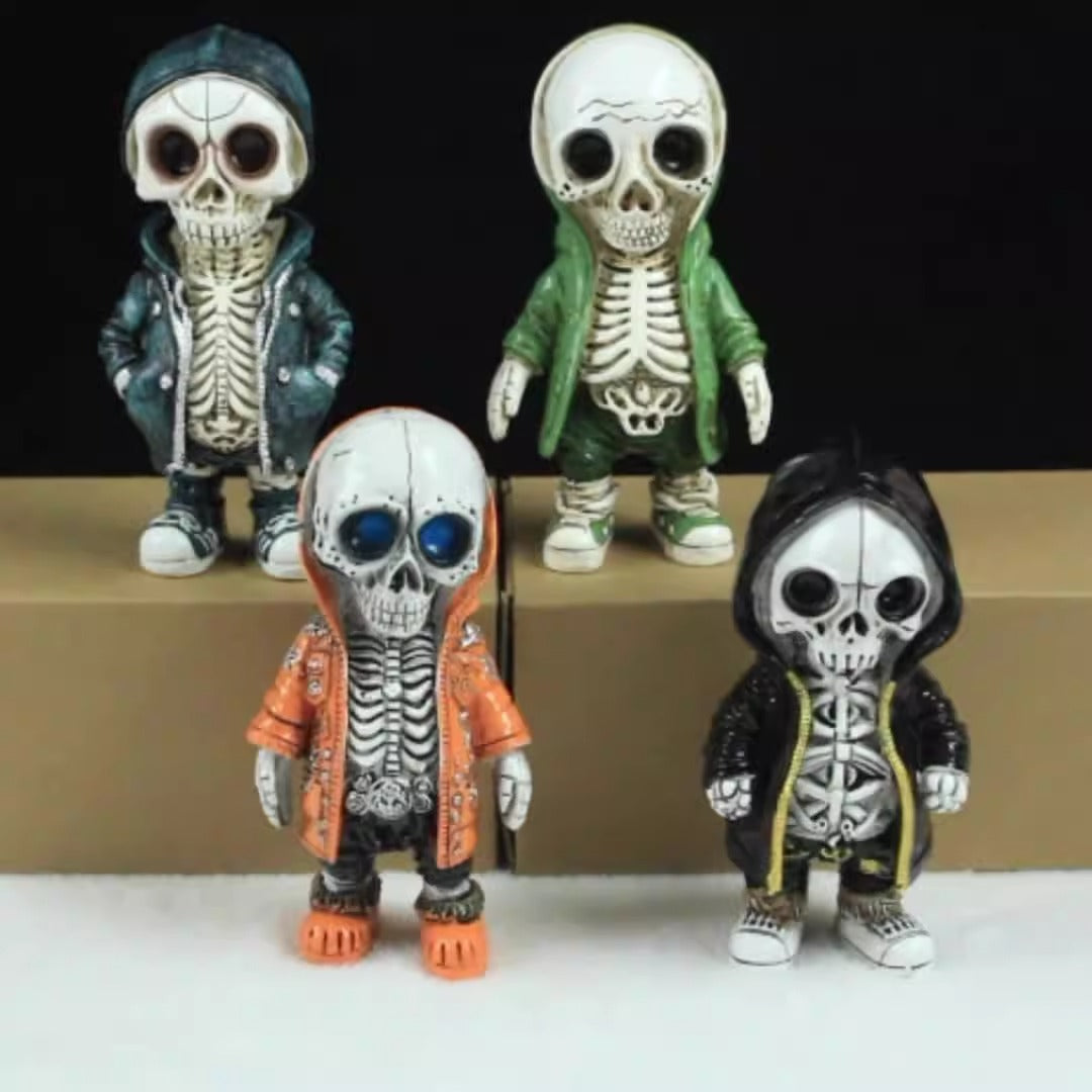 Hand-Painted Skeleton Doll Resin Craft - Unique Halloween Decoration & Gift Idea
