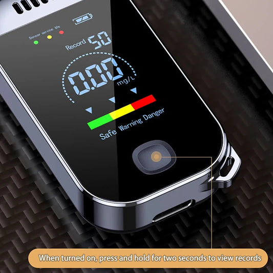 Digital Alcohol Tester Breathalyzer with LCD Display – USB Rechargeable Keychain for Safety