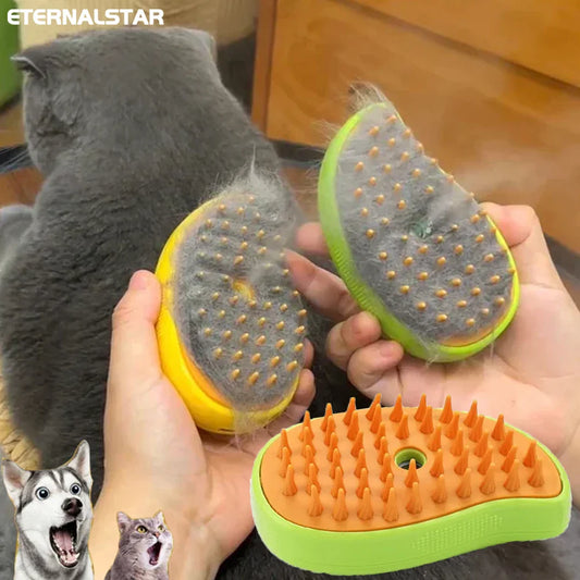 3-in-1 Pet Grooming Tool - Steam Brush, Electric Sprayer, Massage Comb for Cats & Dogs