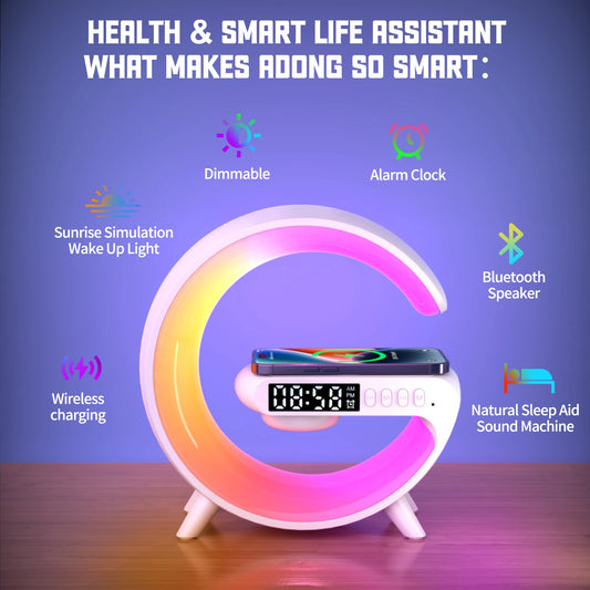 Sunrise Wake-Up Lamp with Bluetooth Speaker, Polar Projection & Portable Design