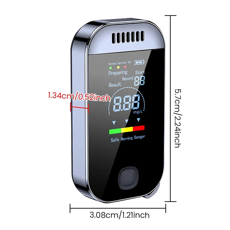 Digital Alcohol Tester Breathalyzer with LCD Display – USB Rechargeable Keychain for Safety