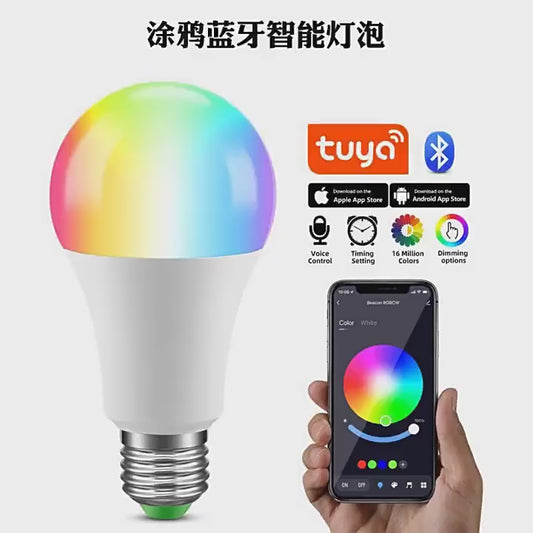 Bluetooth Smart LED Bulb E27 with Remote Control & APP – 15W Color Changing Furniture Graffiti Bulb for Home Use